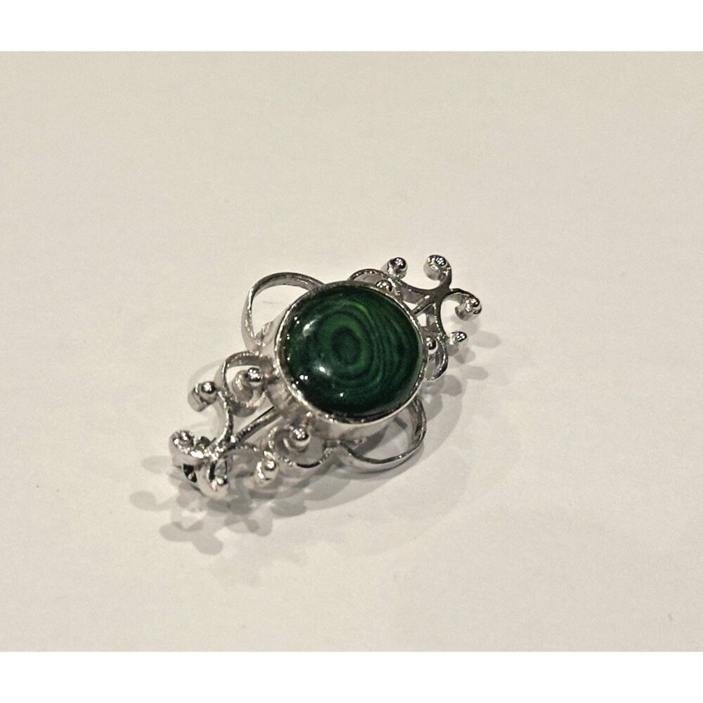 NF STERLING SILVER 925 FILIGREE GREEN ABLAONE SHELL 1.25" BAR PIN BROOCH EUC - Picture 9 of 10